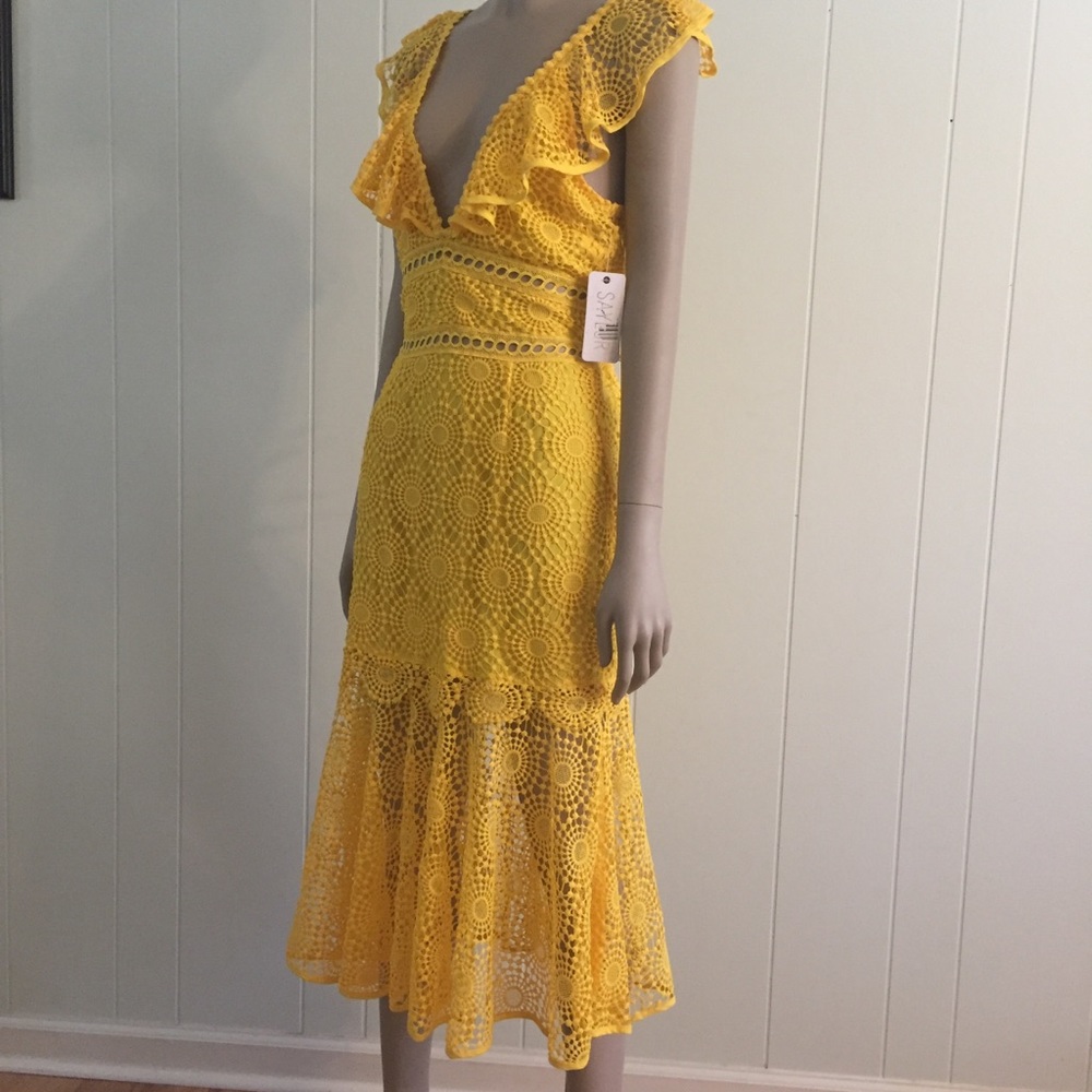 Saylor Leilani canary yellow ruffle spring dress